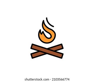Campfire premium line icon. Simple high quality pictogram. Modern outline style icons. Stroke vector illustration on a white background. 