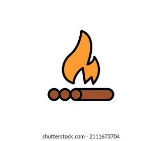 Campfire premium line icon. Simple high quality pictogram. Modern outline style icons. Stroke vector illustration on a white background. 