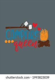 Campfire Queen Mom Wife Camping Camp S mores Bonfire design vector illustration for use in design and print poster canvas