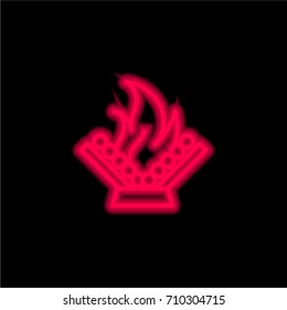 Campfire red glowing neon ui ux icon. Glowing sign logo vector