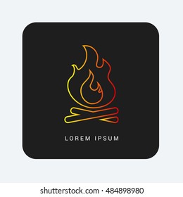 Campfire Red & Orange gradient attractive line thin icon / logo design