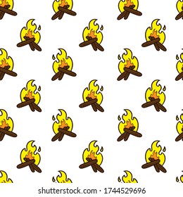 Campfire Seamless Pattern Doodle Handdrawn Design