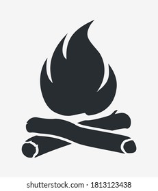 Campfire Silhouette. Bonfire and Firewood. Simple Element That You Can Use in Any of Your Design Projects. Logo or Tattoo