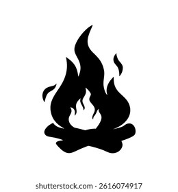 Campfire silhouette icon vector flat design on white background.
