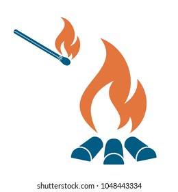 Campfire silhouette icon. Vector illustration

