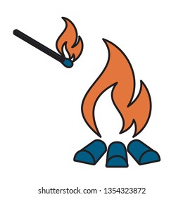 Campfire silhouette icon. Vector illustration


