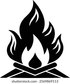 Campfire silhouette isolated on white background. Camp fire sign vector illustration design