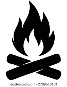 Campfire Silhouette Outdoor Camping Fire Nature Adventure Hiking Design

