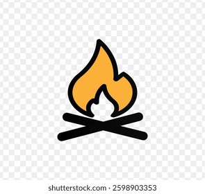 Campfire Silhouette Vector Art, icon, illustration
