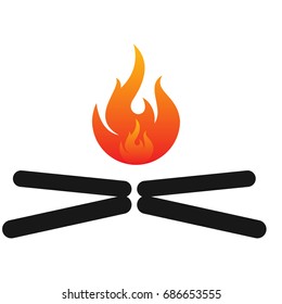 Campfire silhouette. Vector illustration