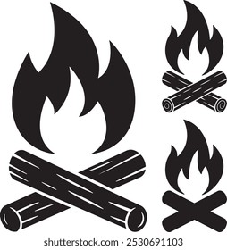 Campfire silhouette vector illustration on a white background