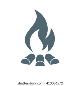 Campfire silhouette with white background