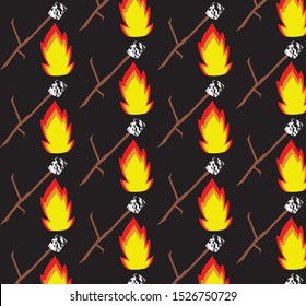Campfire S'mores Roasting Background Vector Pattern
