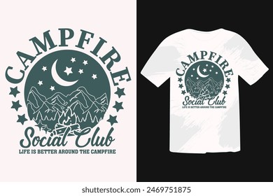 Campfire Social Club EPS, Camping Summer EPS T-shirt Design