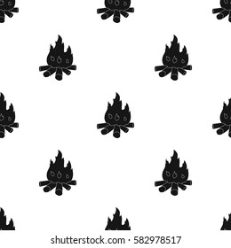Campfire of stone age icon in black style isolated on white background. Stone age pattern stock vector illustration.