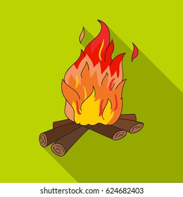 Campfire of stone age icon in flate style isolated on white background. Stone age symbol stock vector illustration.