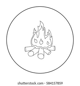 Campfire of stone age icon in outline style isolated on white background. Stone age symbol stock vector illustration.