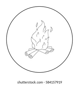 Campfire of stone age icon in outline style isolated on white background. Stone age symbol stock vector illustration.