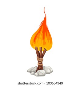 Campfire with stone isolated of illustration