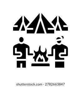 campfire temporary settlement glyph icon vector. campfire temporary settlement sign. isolated symbol illustration