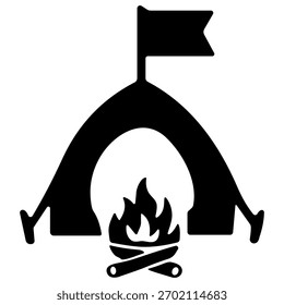 Campfire Tent icon or logo isolated sign symbol vector illustration - high quality black style vector icons