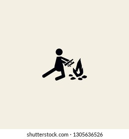 campfire tourist vector icon