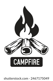 Campfire. Vector black illustration isolated on white background.