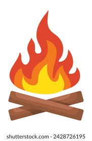 Campfire. Vector color illustration isolated on white background.