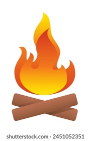 Campfire. Vector color illustration isolated on white background.