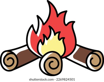 campfire vector color omission icon design, Camping and outdoor symbol, extreme sports equipment sign, Wildlife and Expedition illustration, Producing light and heat concept