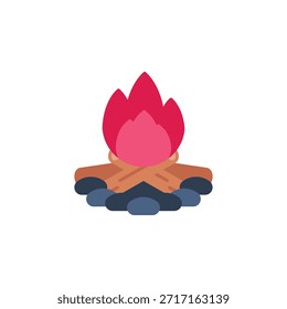 Icono de Vector de fogata. Estilo plano del icono de la aventura. uso perfecto para el logotipo, la presentación, el Sitio web, y más. estilo moderno del color del diseño del icono