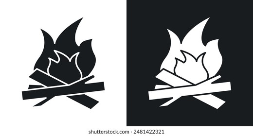 Campfire Vektorgrafik Icon in Schwarz gesetzt.
