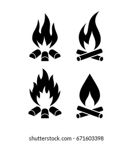 Campfire vector icon set vector illustration isolated on white background