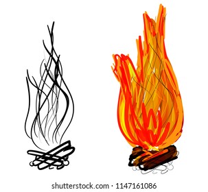 Campfire. Vector illustration.
