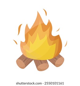 Ilustração vetorial de Campfire sobre fundo branco. Lenha e fogueira.