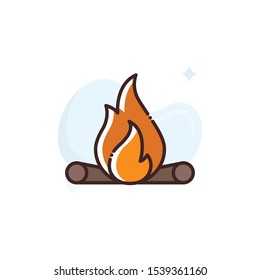 Campfire vector illustration. Outline filled Travel & Tourism icons.
