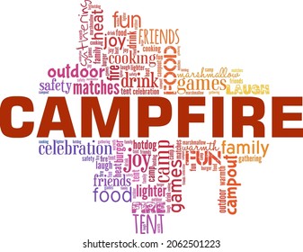 Campfire vector illustration word cloud isolated on white background.