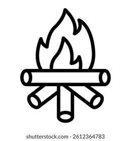 Campfire Vector Line Icon Design
