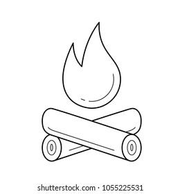 Campfire vector line icon isolated on white background. Campfire line icon for infographic, website or app. Icon designed on a grid system.