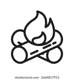 Icono de contorno de Vector de fogata. Archivo EPS 10 