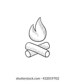 Campfire vector sketch icon isolated on background. Hand drawn Campfire icon. Campfire sketch icon for infographic, website or app.