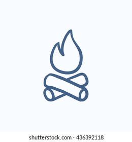 Campfire vector sketch icon isolated on background. Hand drawn Campfire icon. Campfire sketch icon for infographic, website or app.