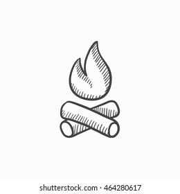 Campfire vector sketch icon isolated on background. Hand drawn Campfire icon. Campfire sketch icon for infographic, website or app.