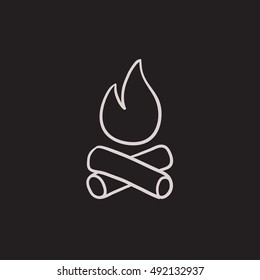 Campfire vector sketch icon isolated on background. Hand drawn Campfire icon. Campfire sketch icon for infographic, website or app.