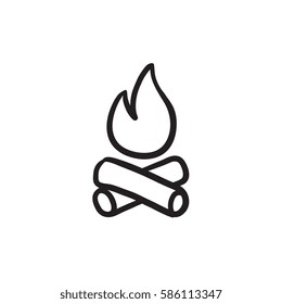 Campfire vector sketch icon isolated on background. Hand drawn Campfire icon. Campfire sketch icon for infographic, website or app.