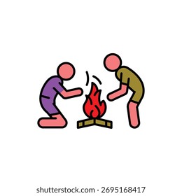 campfire vibes ícone plano de cor para projetos digitais e de impressão.  Ícones mínimos de limpeza para aplicativos e sites. Ícones simples modernos para UI UX e branding