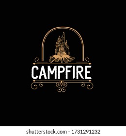 diseño vectorial del logotipo vintage de campfire
