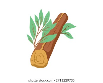 Lagerfeuer Holz mit Blatt für Camping