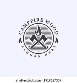 campfire wood logo, with vintage or retro style. suitable for club camp logo or your brand logo