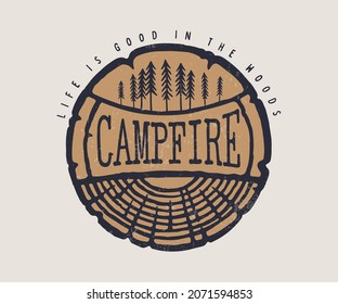 Campfire Woods Vintage Typography Artwork